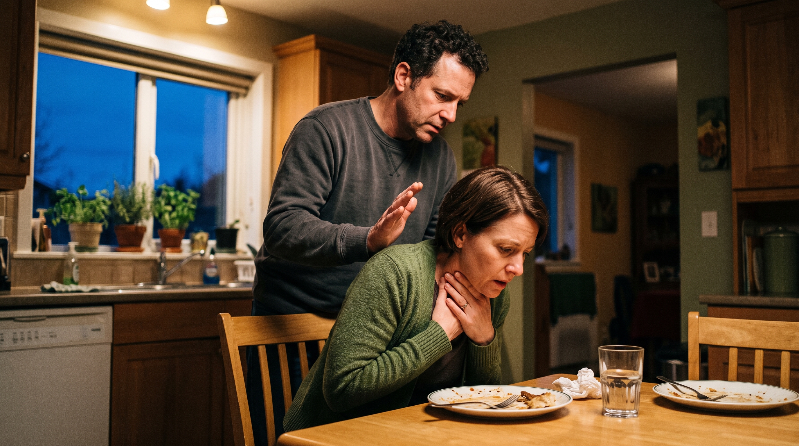 Responding to a choking emergency at the dinner table