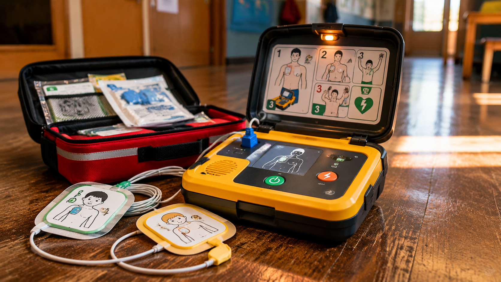 AED with pediatric pads for use on children under 8