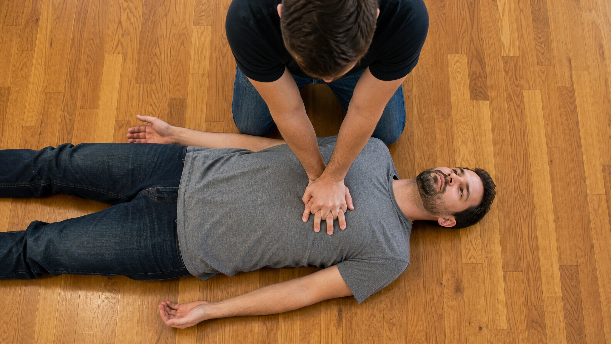 Step-by-step hands positioning for chest compressions during CPR
