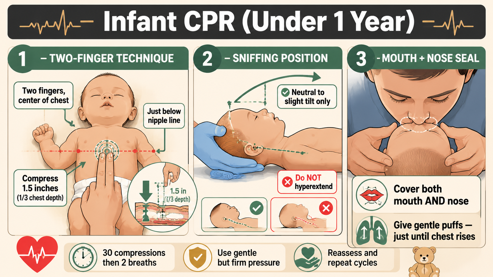 Two-finger compression technique for infant CPR