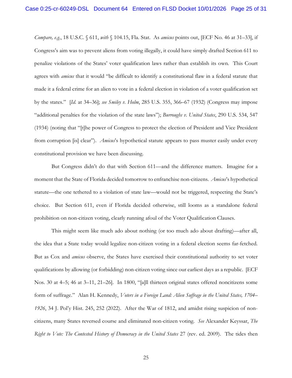 Page 25 of Judge Leibowitz's opinion in United States v. Cox describing a federal statute that would pass constitutional muster