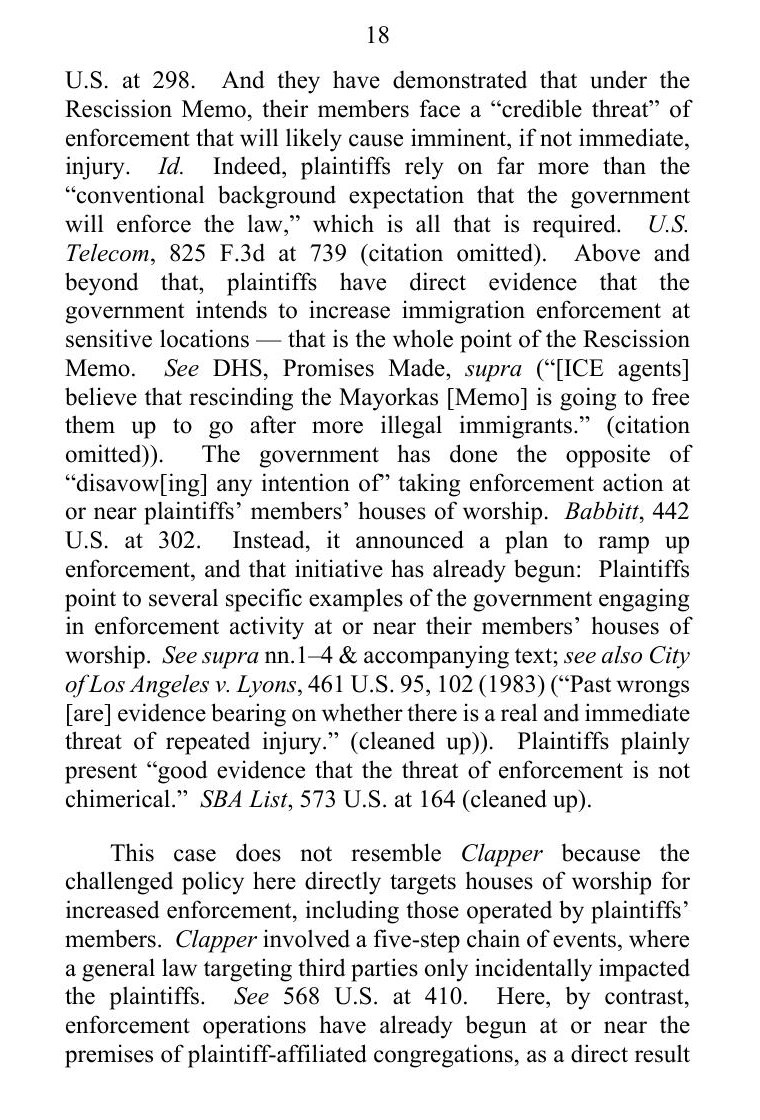 Page 18 of the D.C. Circuit opinion in Mennonite Church USA v. DHS, No. 25-5209
