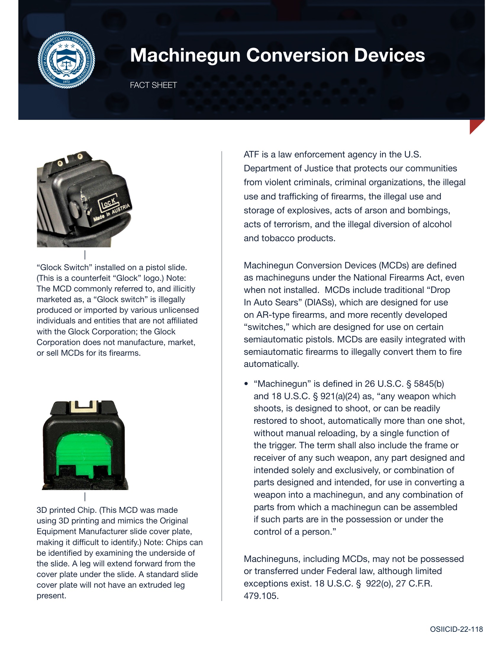 ATF Machinegun Conversion Devices fact sheet, page 1