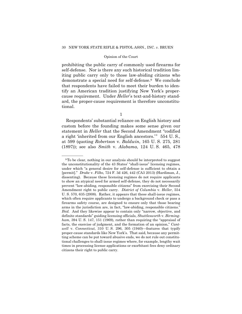 Bruen slip opinion, page 36, containing the footnote on lengthy wait times