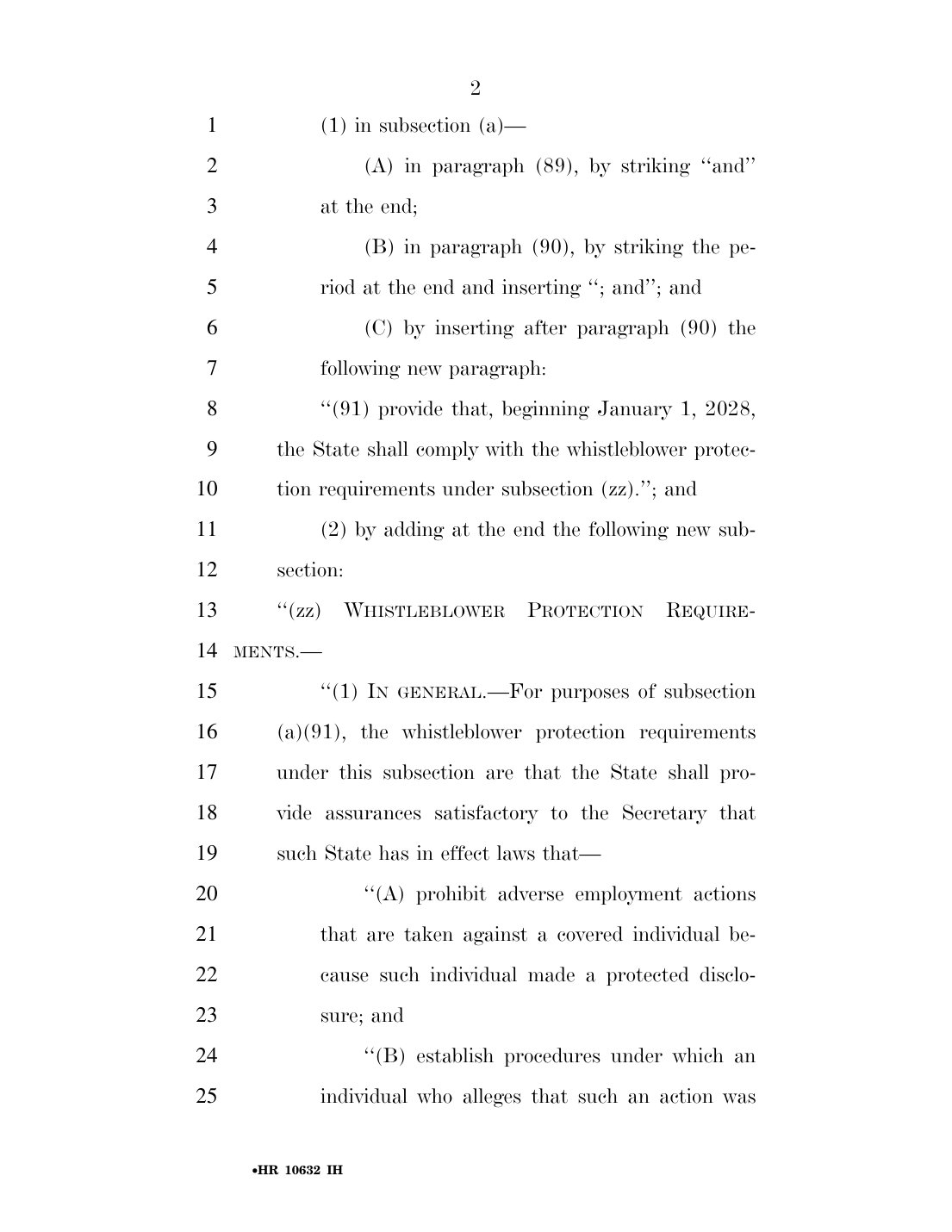 Page 2 of H.R. 10632 showing the January 1, 2028 start date and the new subsection (zz)