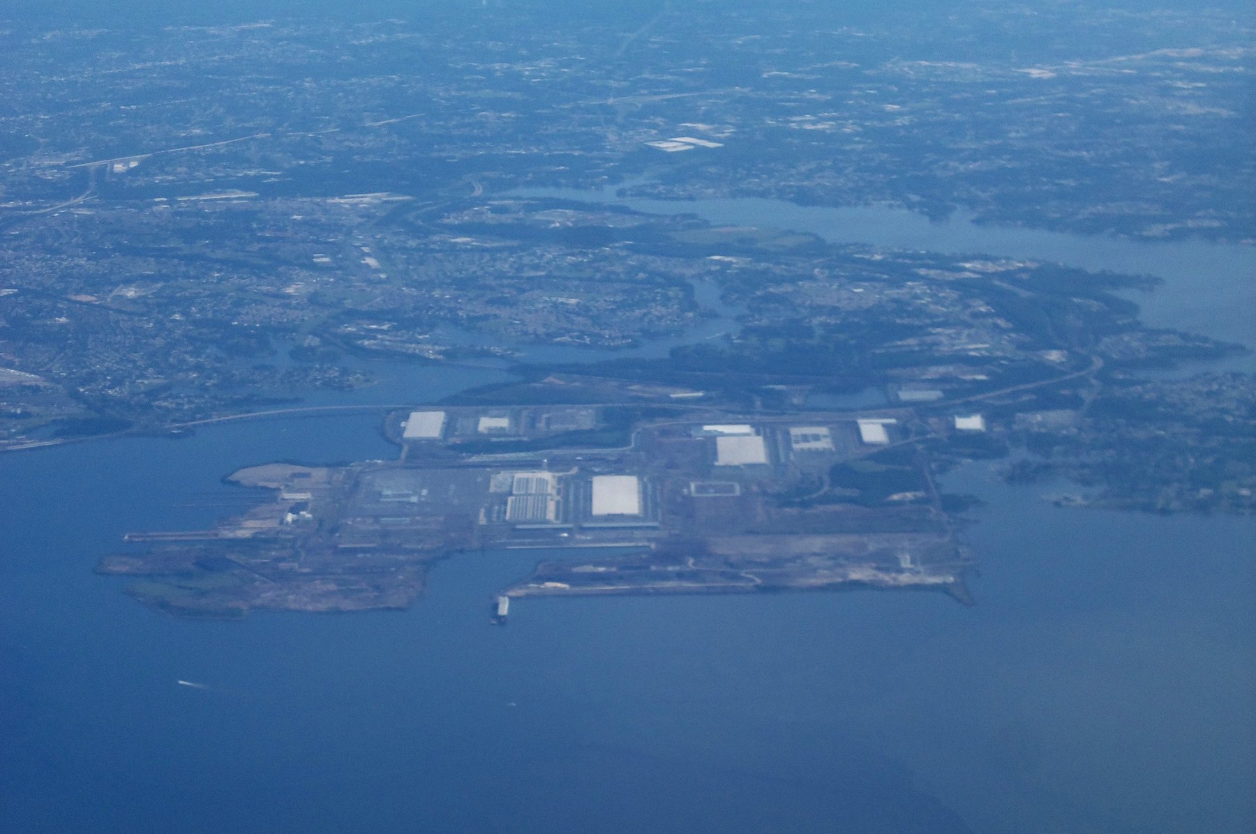 Aerial view of Sparrows Point in Baltimore County, Maryland, the former Bethlehem Steel site, looking north