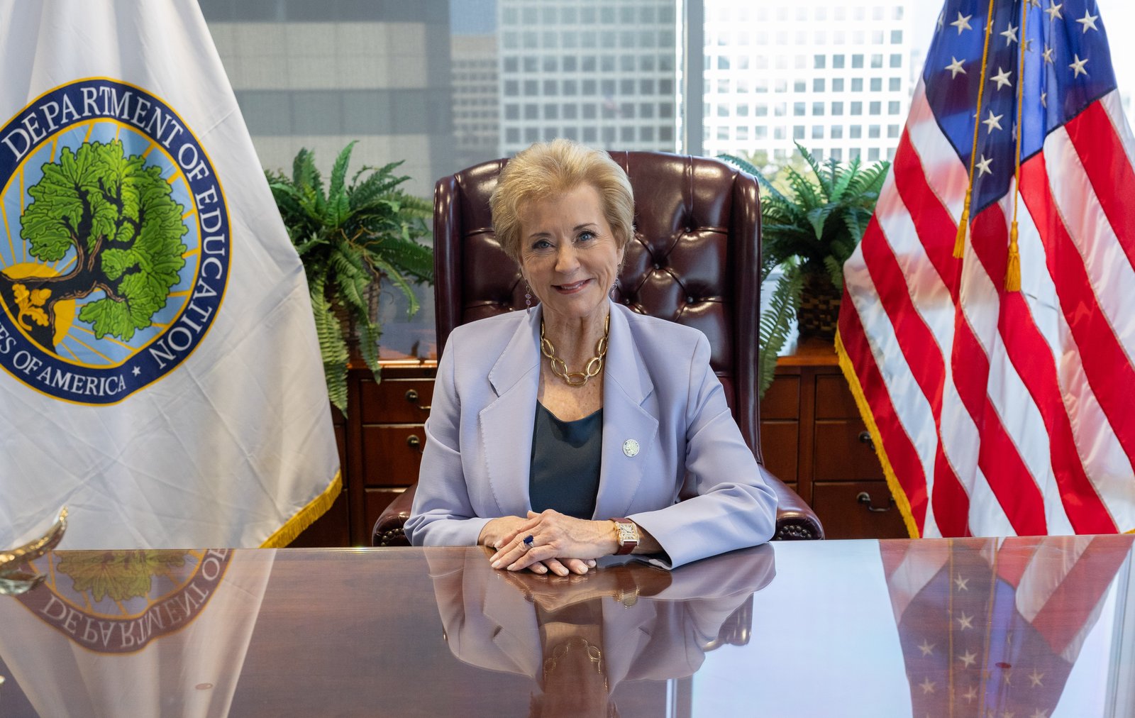 Education Secretary Linda McMahon in her office at the Department of Education