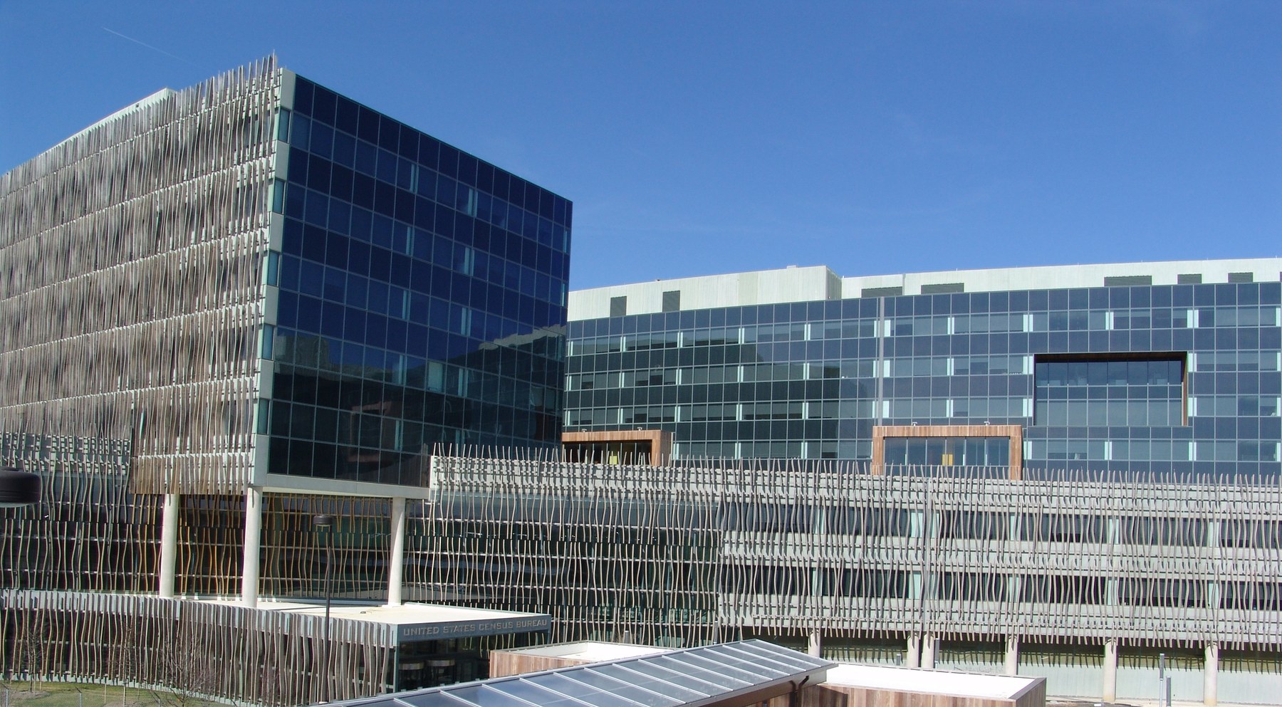 The United States Census Bureau headquarters building in Suitland, Maryland