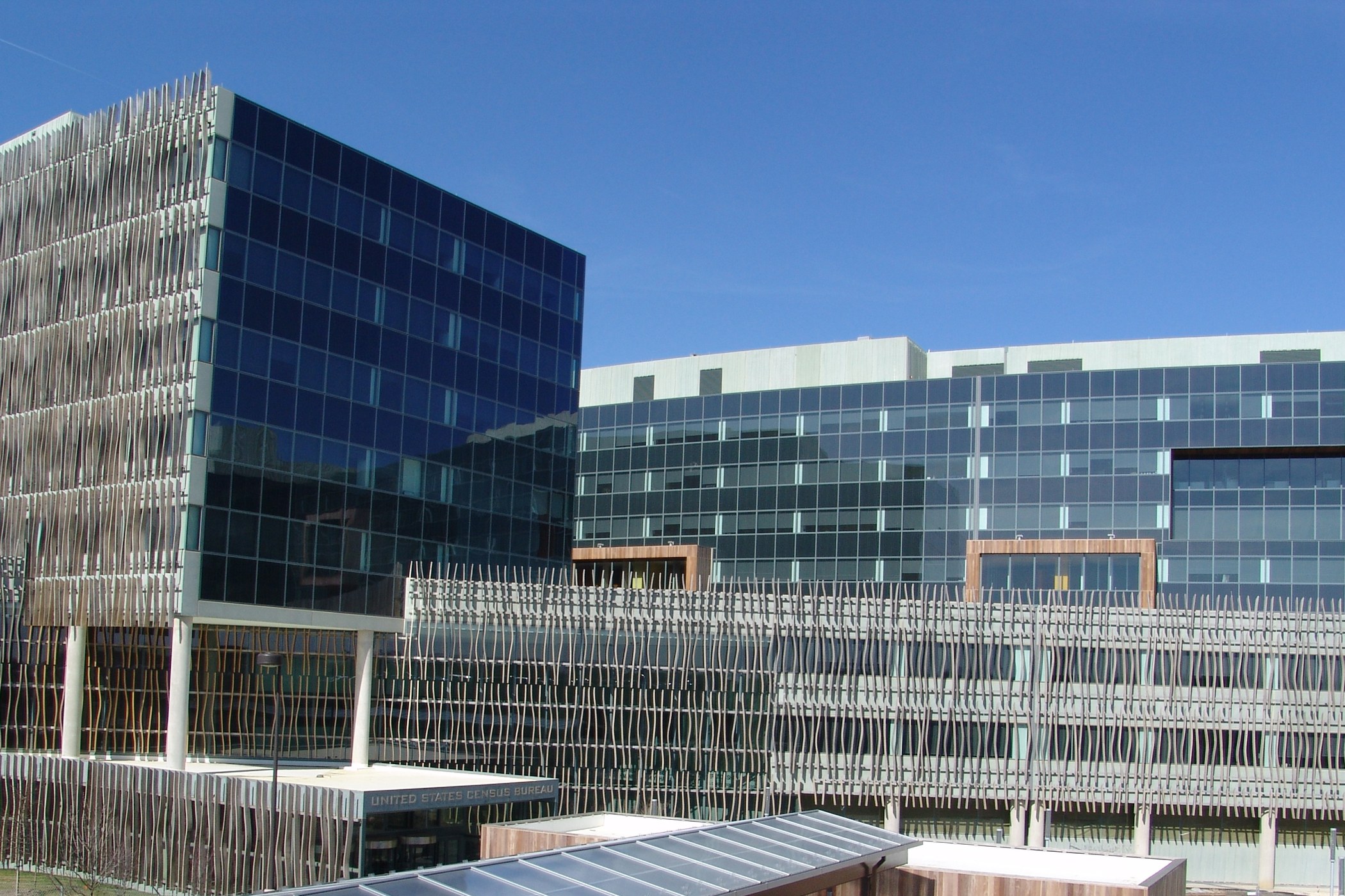 The United States Census Bureau headquarters building in Suitland, Maryland