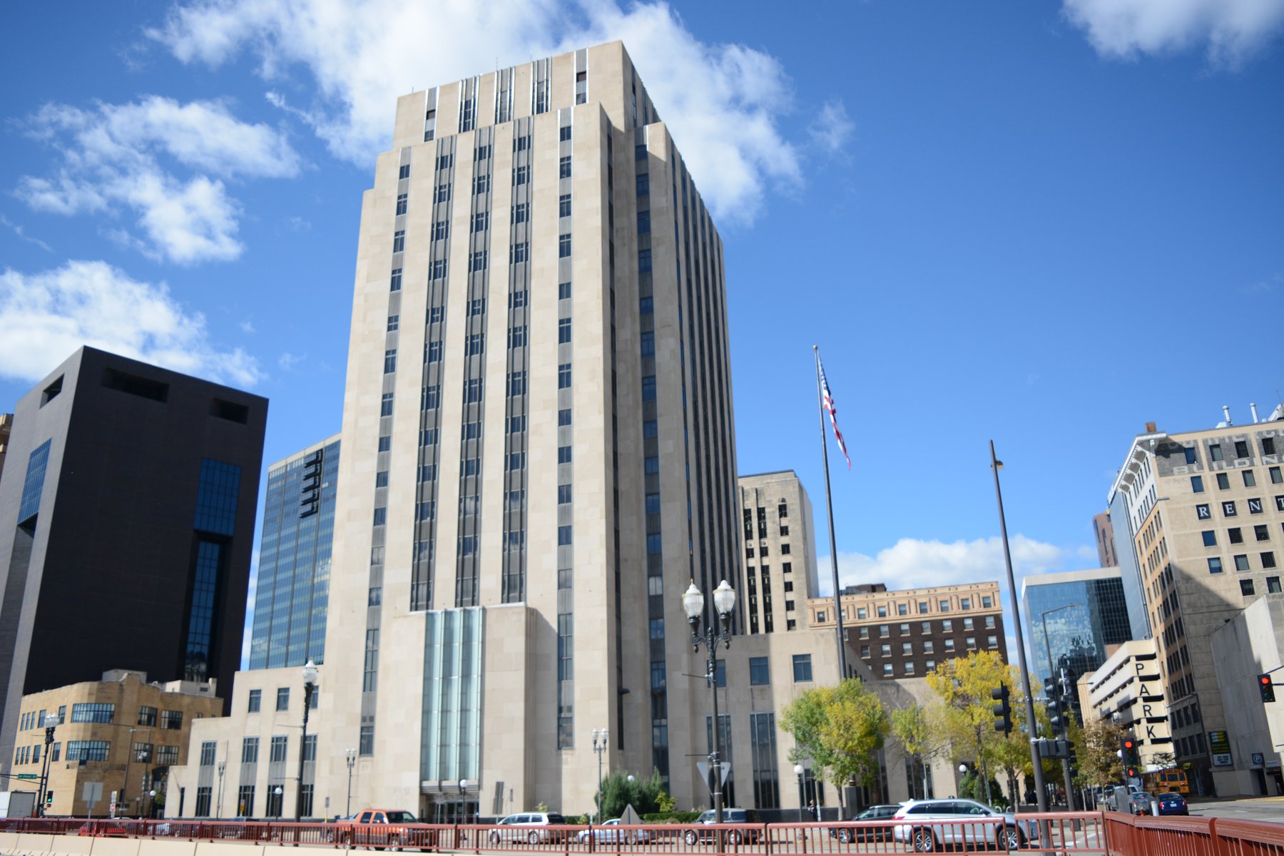 The Art Deco Saint Paul City Hall and Ramsey County Courthouse tower in downtown St. Paul