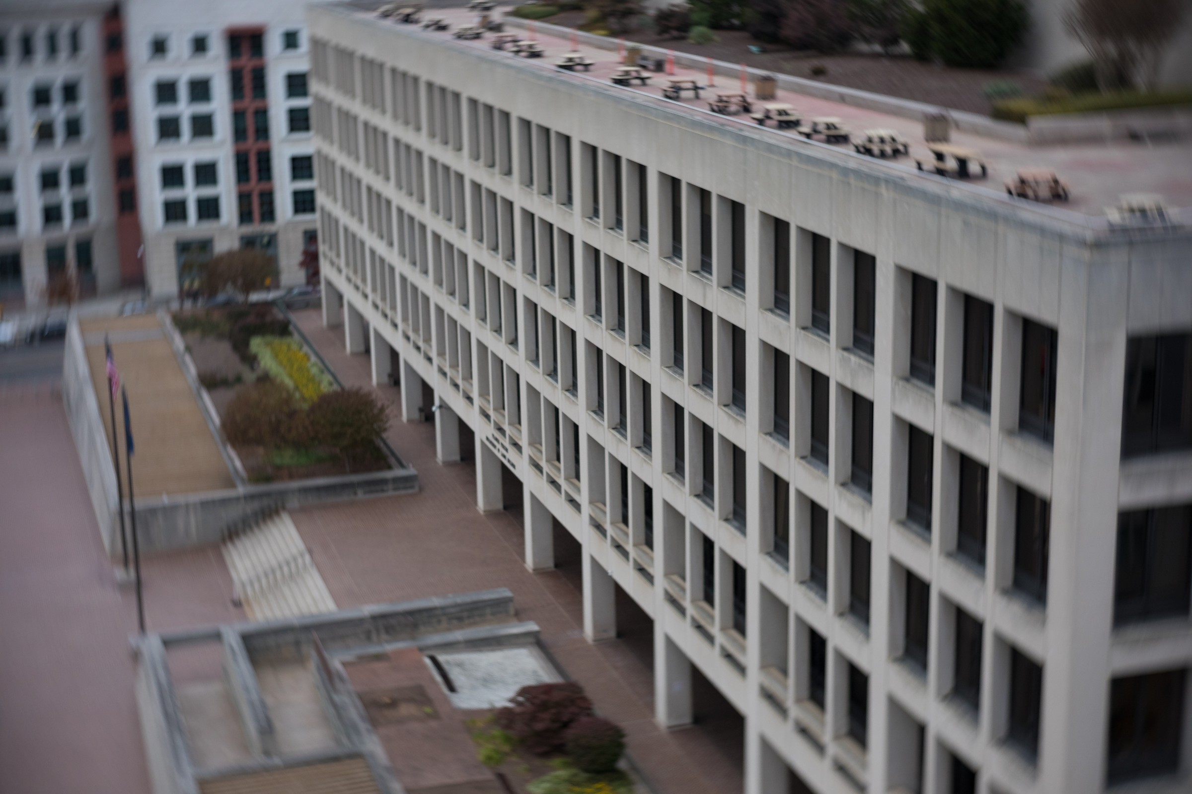 Aerial view of the Frances Perkins Building complex, headquarters of the U.S. Department of Labor, in Washington, D.C.