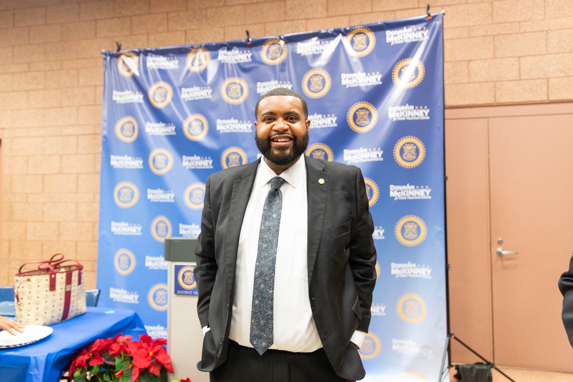 Michigan state Rep. Donavan McKinney at his swearing-in ceremony in Detroit