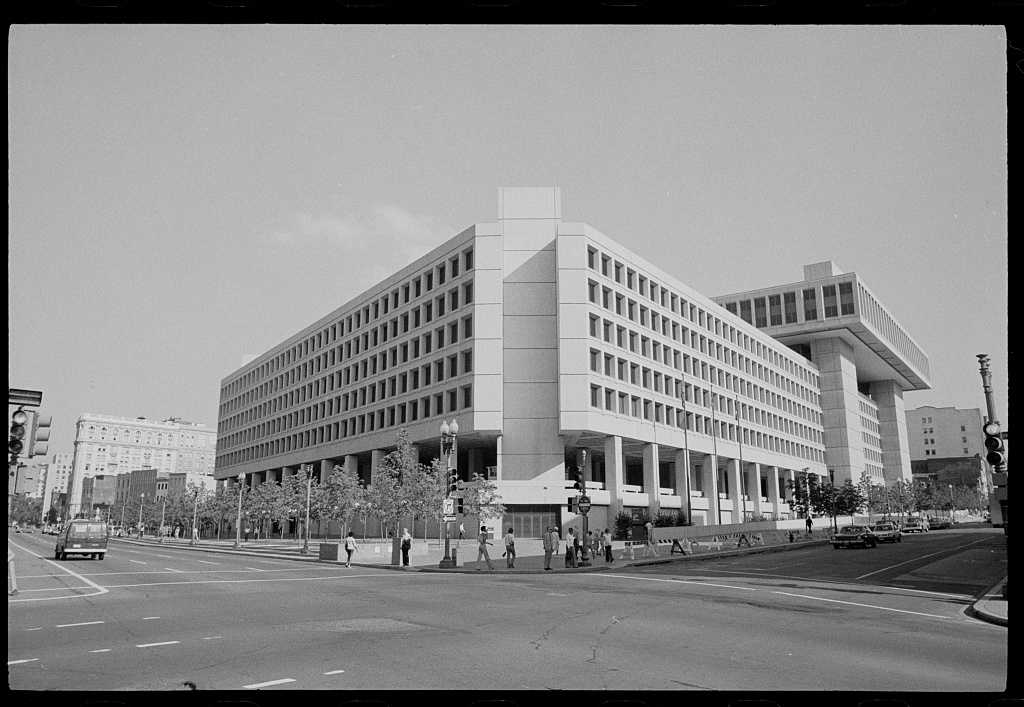 J. Edgar Hoover FBI Building in Washington, D.C., photographed from the street in 1977
