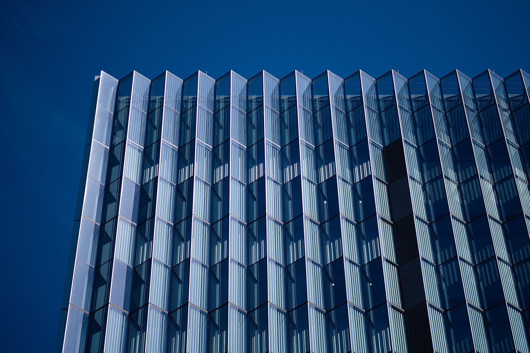Glass facade of the First Street U.S. Courthouse in downtown Los Angeles