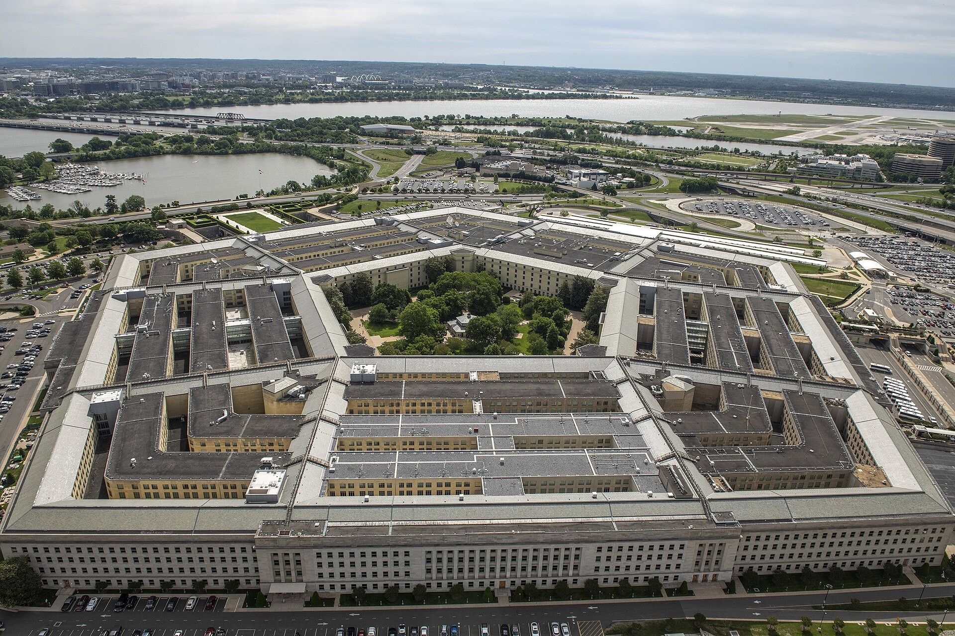Aerial view of the Pentagon in Arlington, Virginia