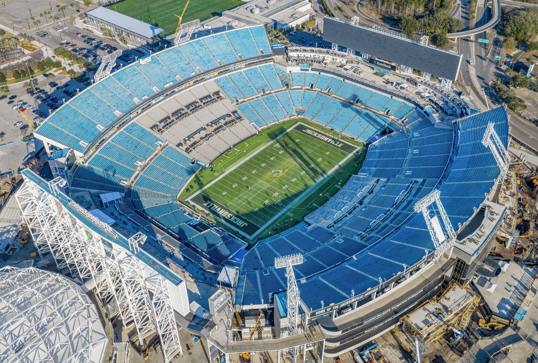Aerial view of EverBank Stadium in Jacksonville, Florida, home of the Jacksonville Jaguars