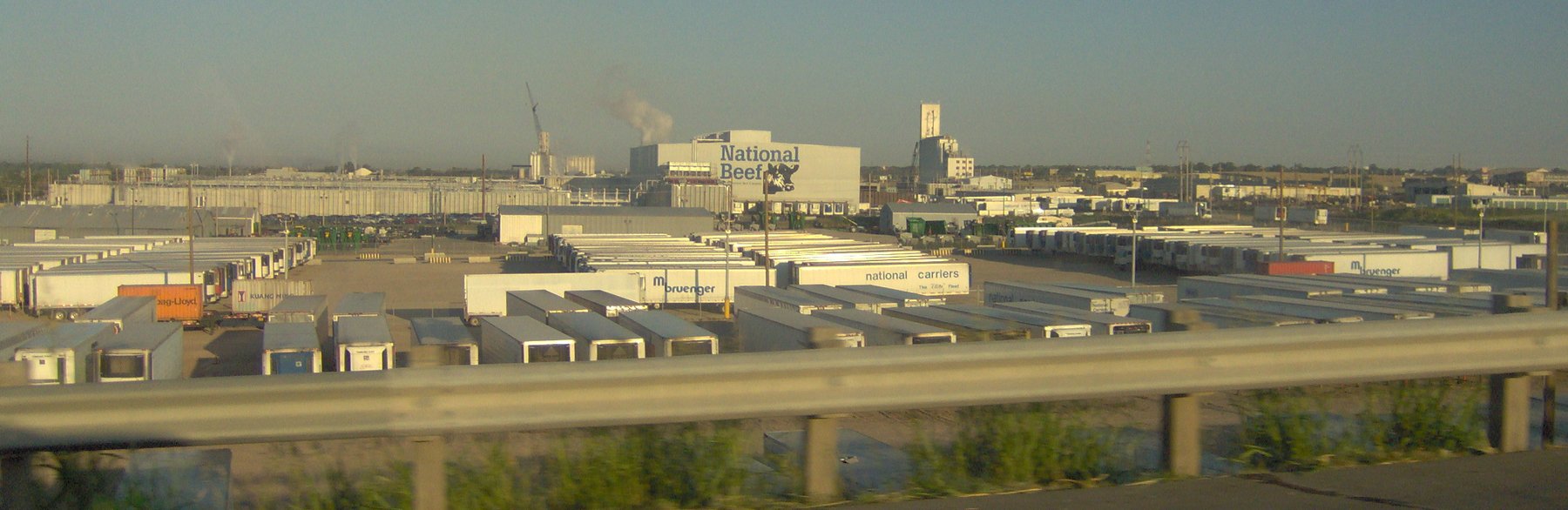 National Beef meatpacking plant and trailer yard in Dodge City, Kansas