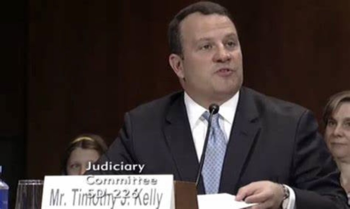 Timothy J. Kelly testifying at his 2017 Senate Judiciary Committee confirmation hearing