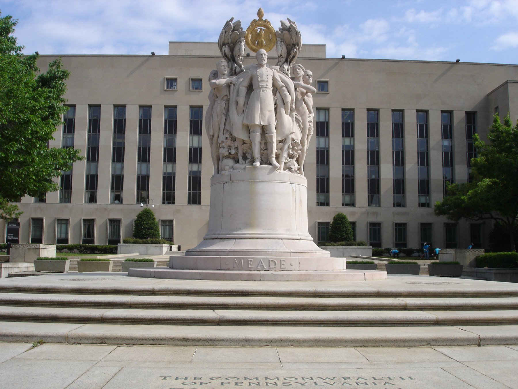 The E. Barrett Prettyman United States Courthouse in Washington, D.C., with the George Meade memorial statue in front