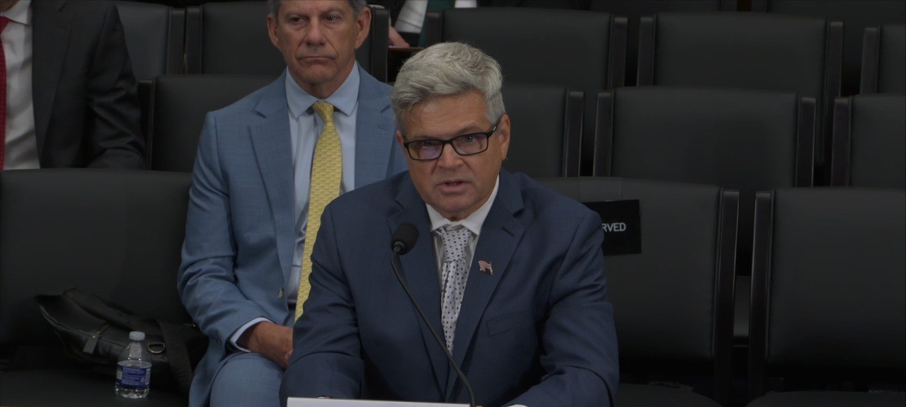 Dr. Wladimir Lorentz seated at the witness table during the House Oversight task force hearing on birth tourism