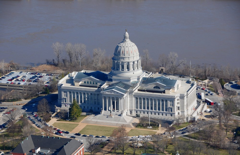 Aerial view of the Missouri State Capitol in Jefferson City