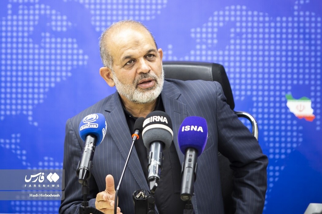 Ahmad Vahidi, former Iranian interior minister and Revolutionary Guard commander, speaking at a press conference
