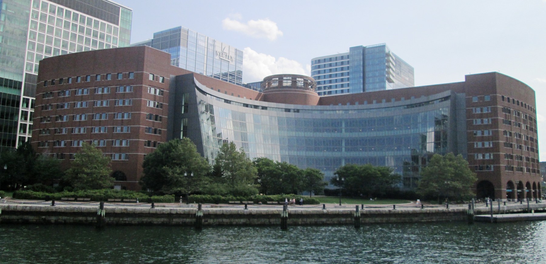 The John Joseph Moakley United States Courthouse in Boston, seen from Boston Harbor