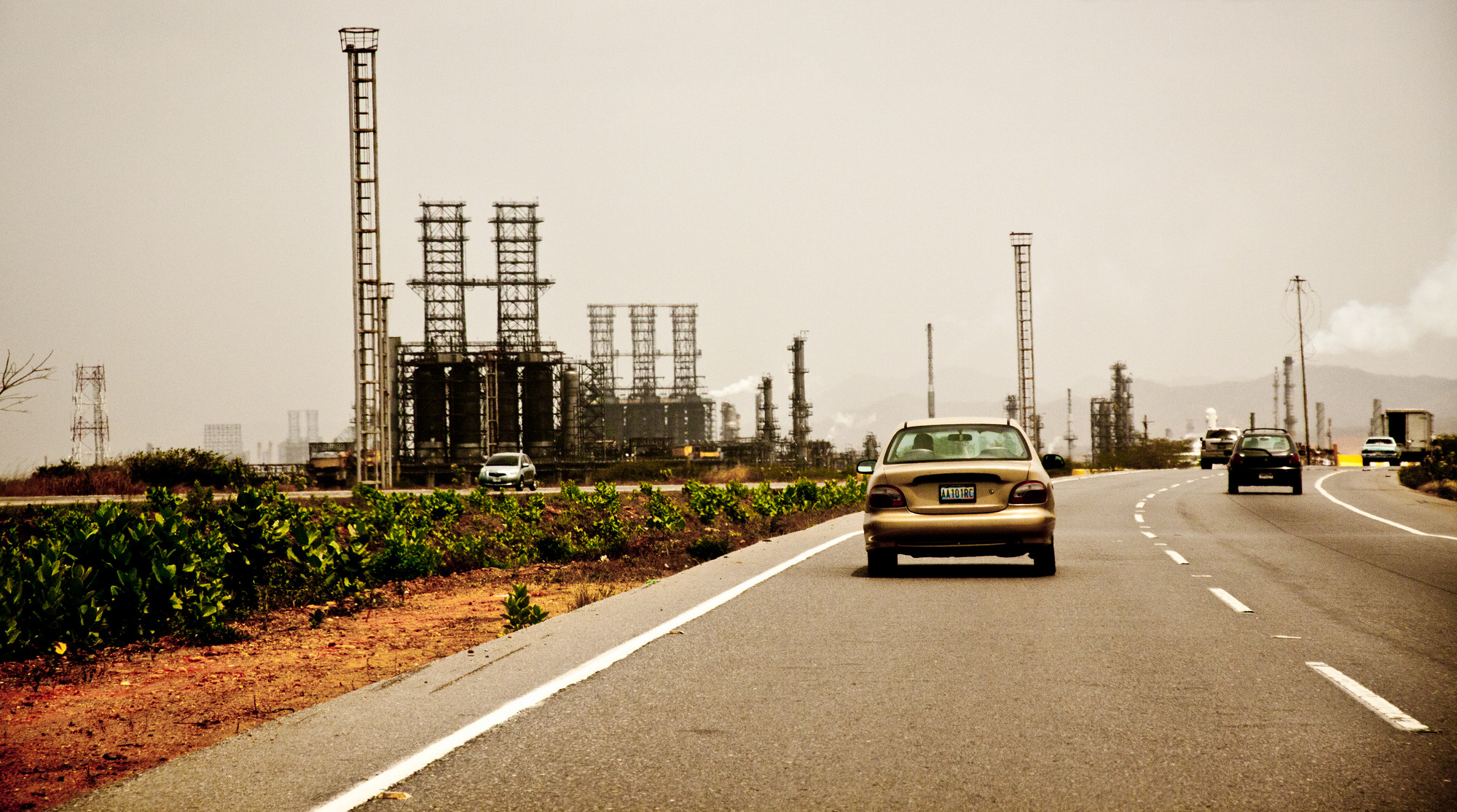 The Puerto La Cruz refinery complex in Anzoategui state, Venezuela, seen from the highway