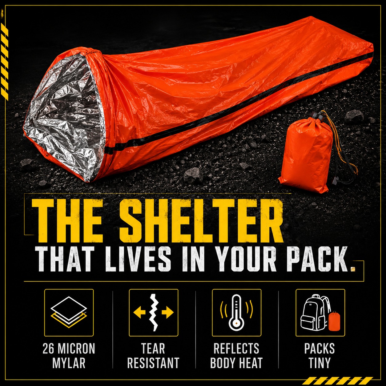 Emergency Sleeping Bag mylar bivvy with stuff sack
