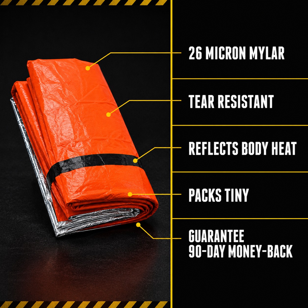 Emergency Sleeping Bag rolled with its stuff sack