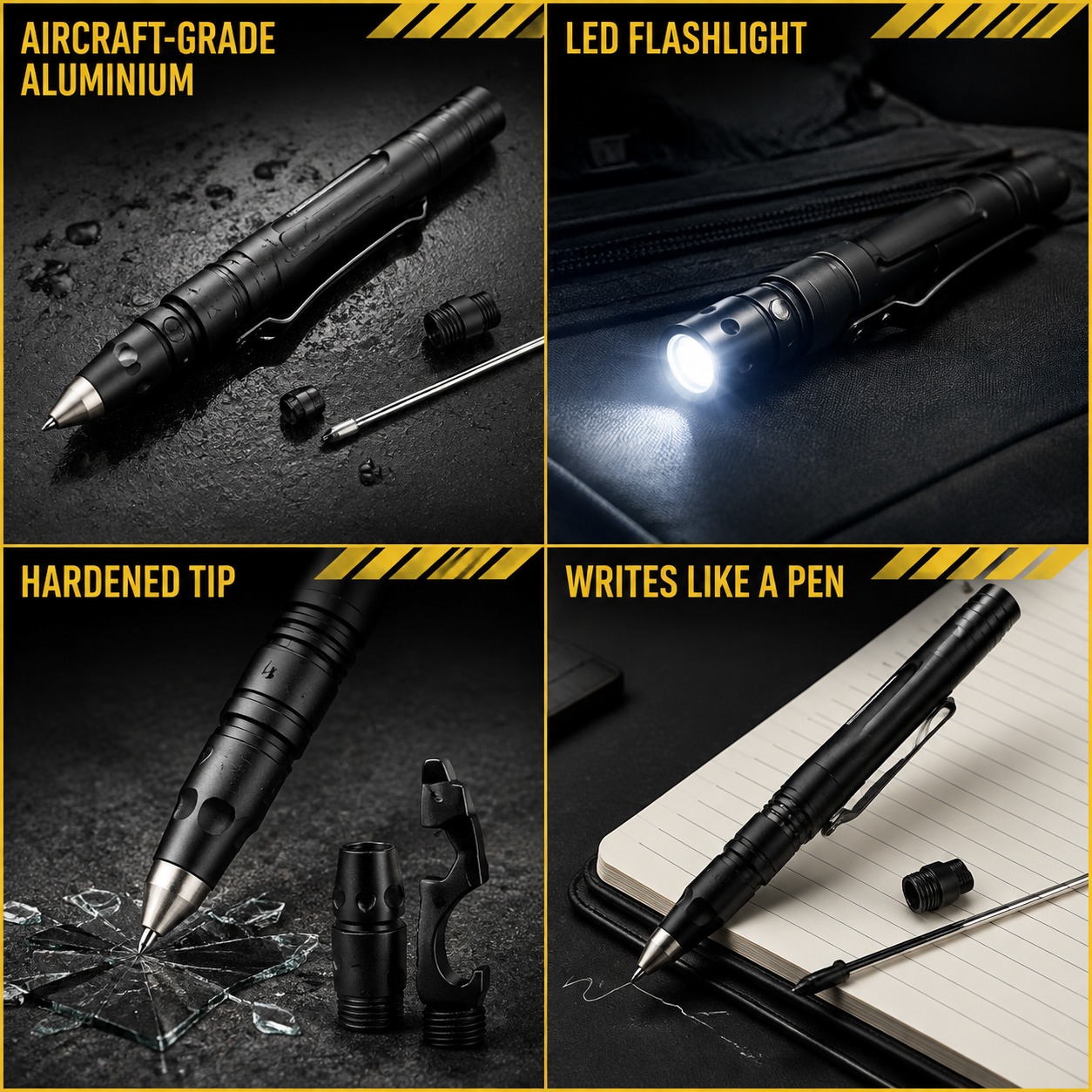 Strikepen Black shown across four uses