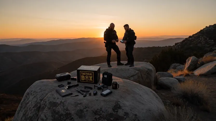 Field-tested tactical gear — plate carrier, helmet with night vision, rugged workshop