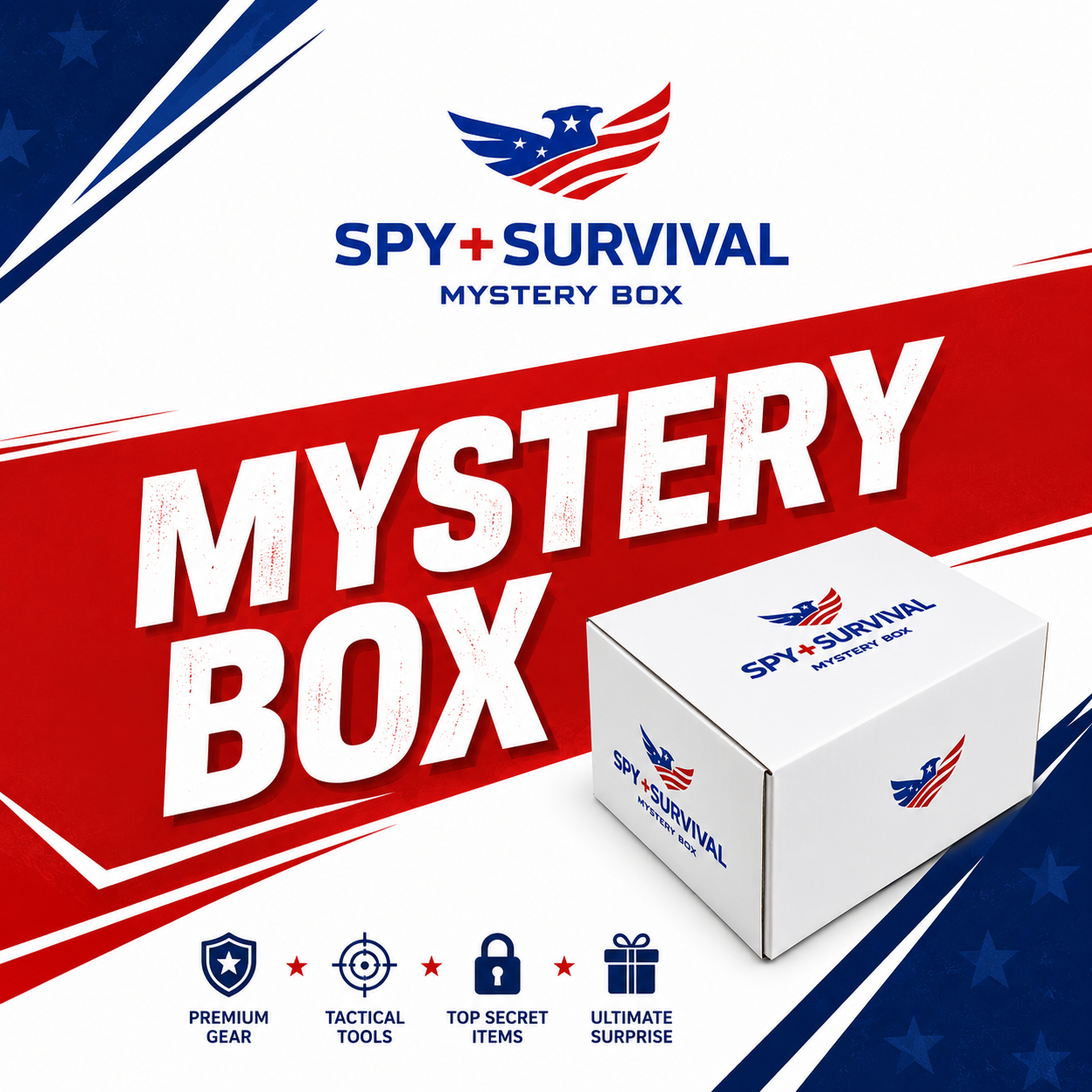 SPY + SURVIVAL Mystery Box contents — premium gear, tactical tools, top-secret items, ultimate surprise