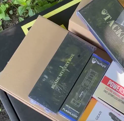 Flat-lay of real tactical gear included in the box