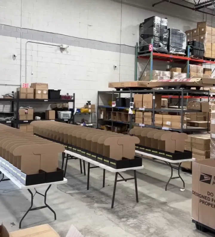 Warehouse pallet of 500 Tactical Boxes ready to ship