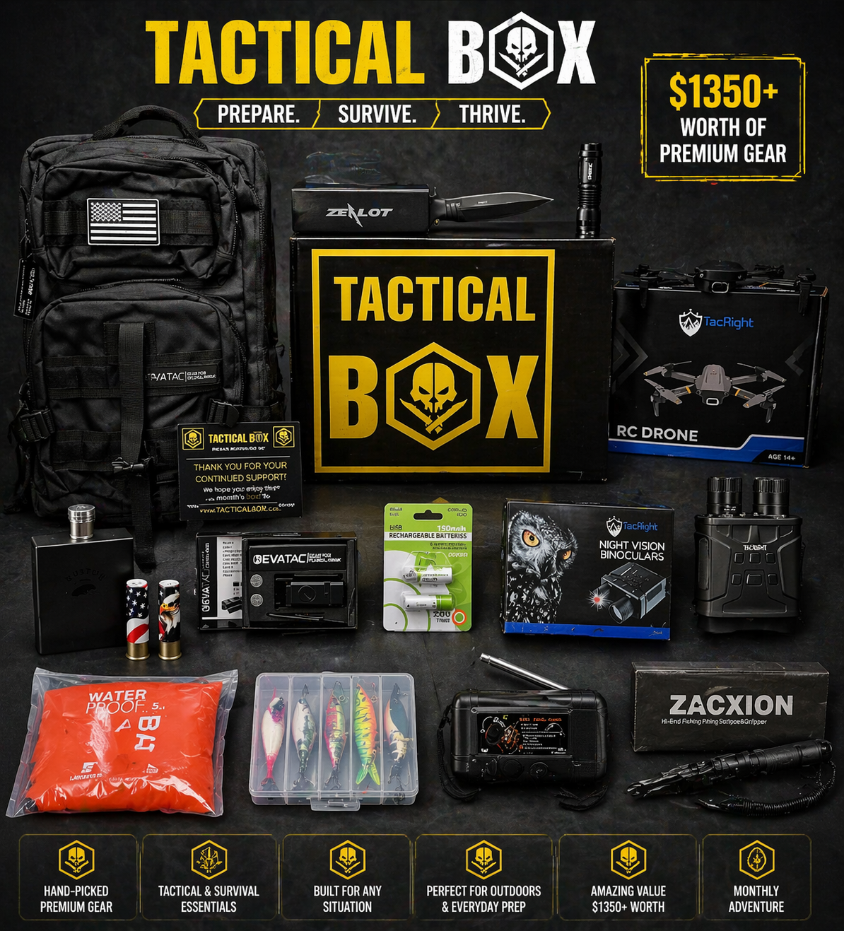 TacticalBox Premium Bundle — Prepare. Survive. Thrive. $1,350+ worth of premium gear