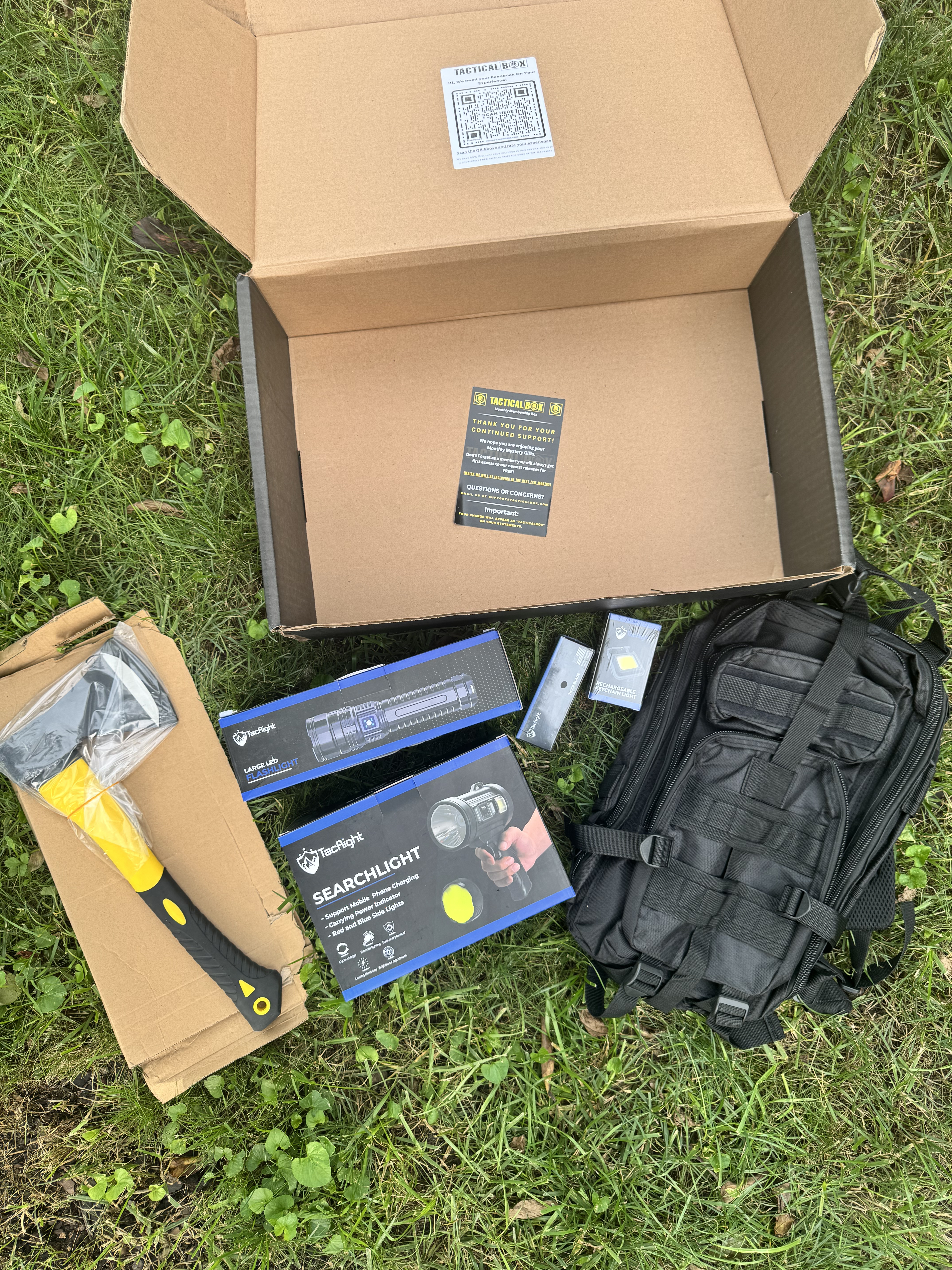 Sam's TacticalBox — unboxing on grass