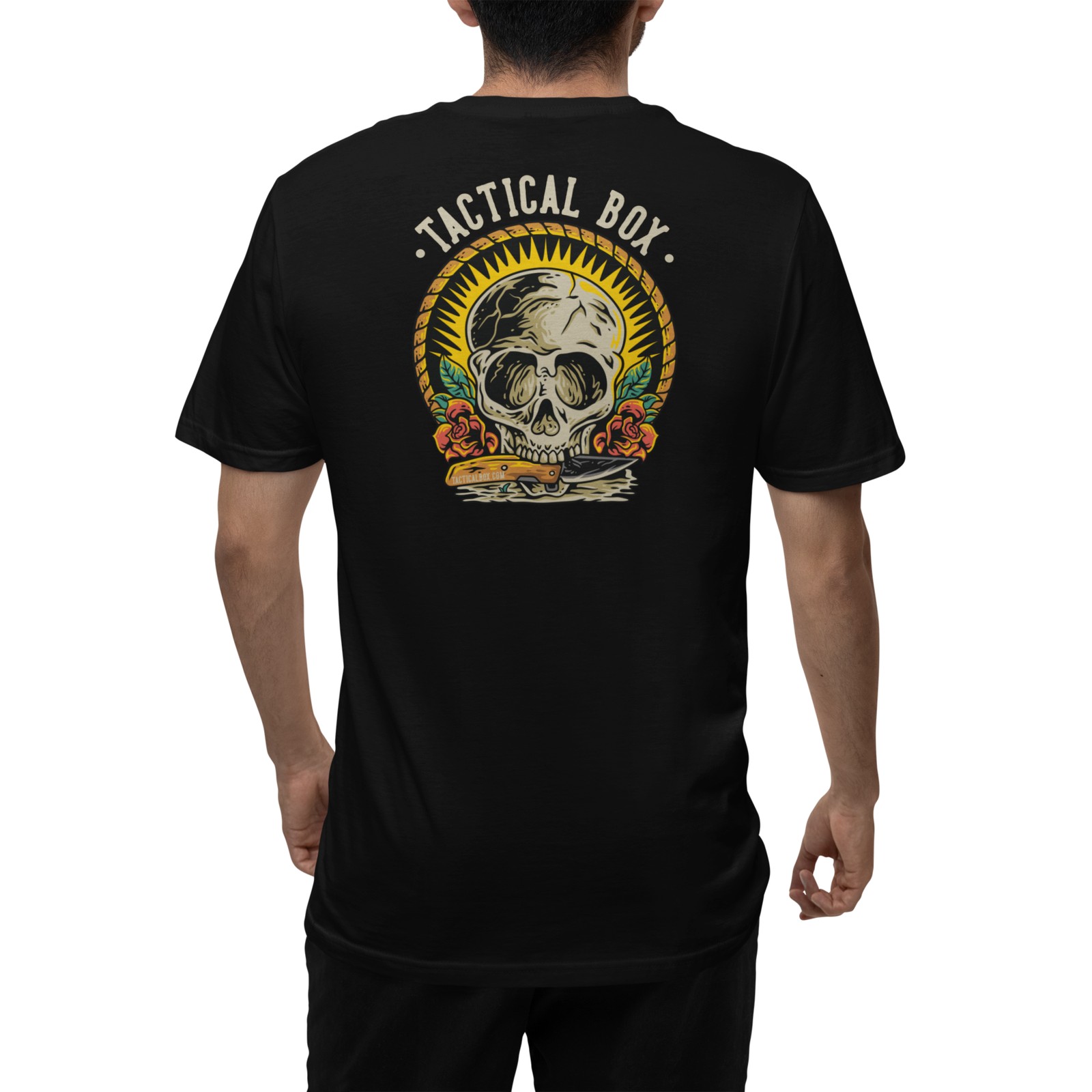 Tactical Skull T-Shirt on a model, rear view