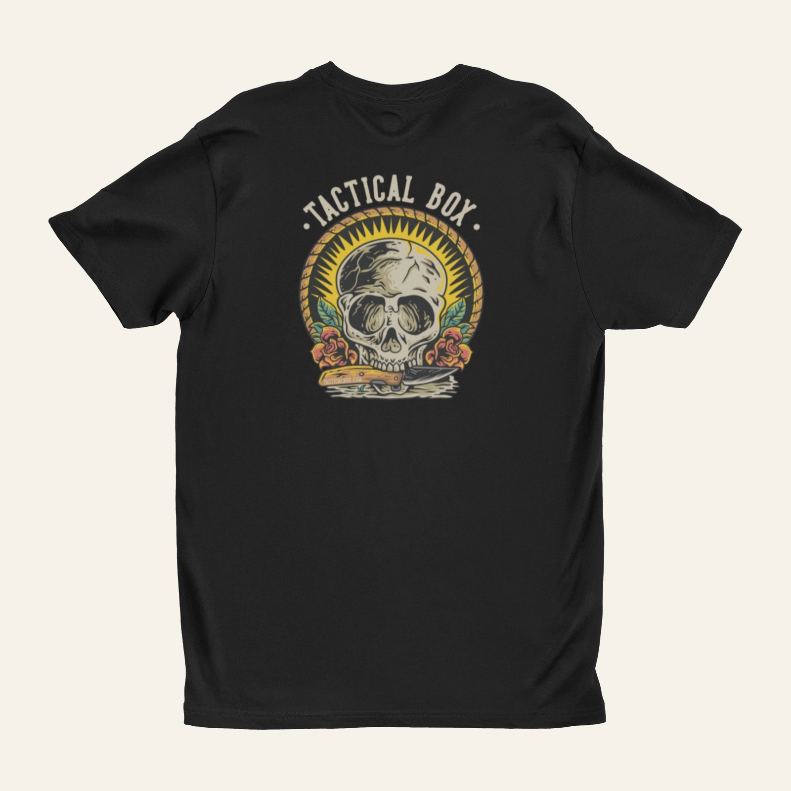 Tactical Skull T-Shirt back print laid flat