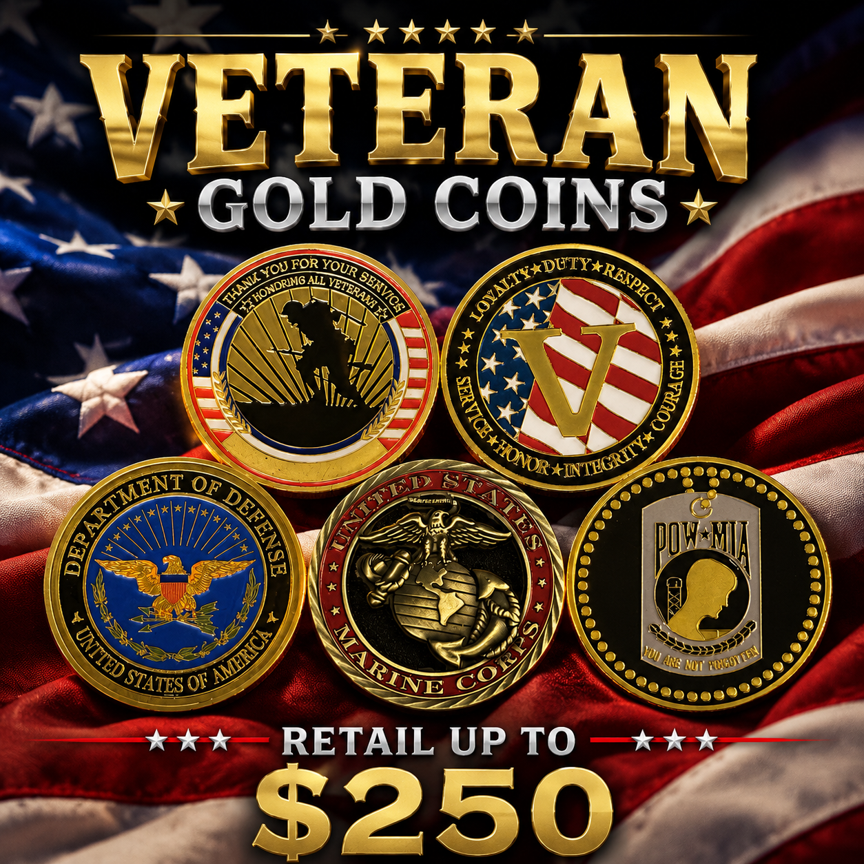 Veterans commemorative gold coins — collectible precious-metal tribute
