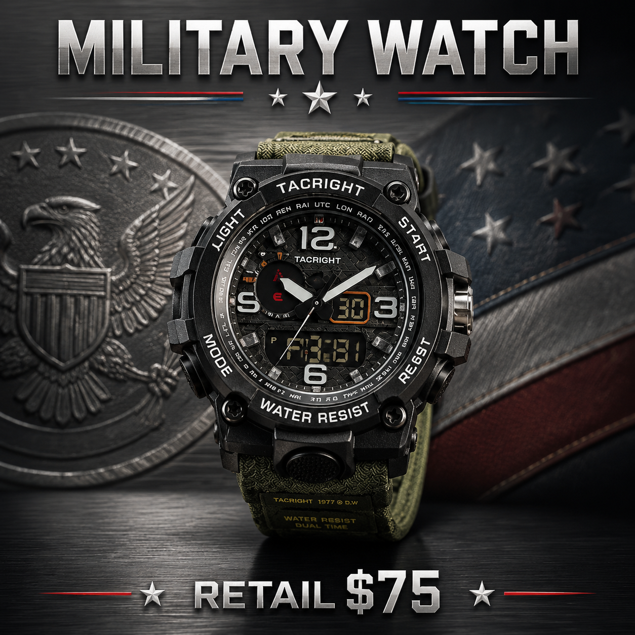Combat-grade military watch — sealed and shock-rated for the field