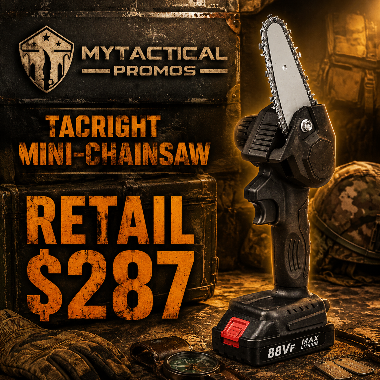 Compact mini chainsaw — one-hand operation for brush and downed branches