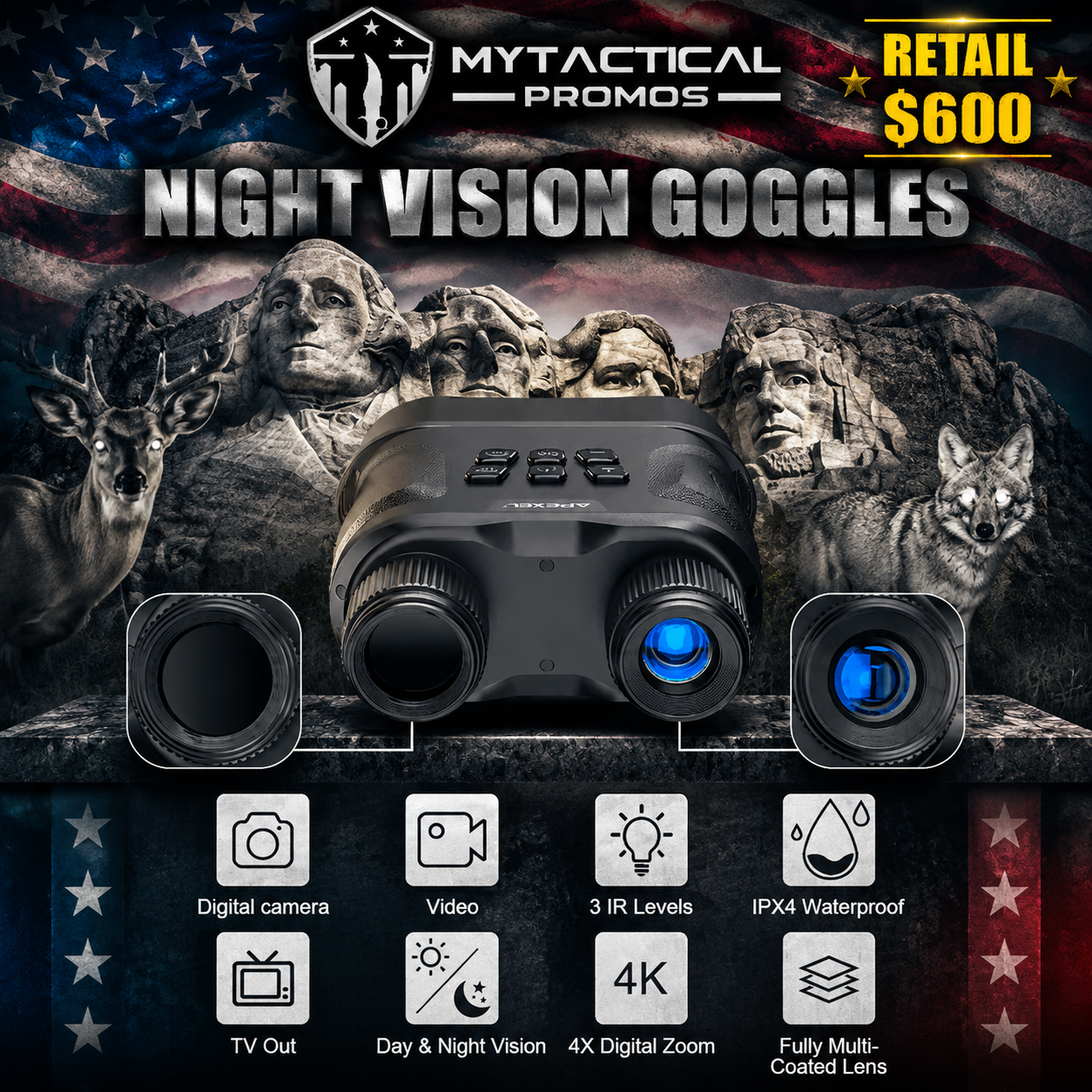 Night vision goggles — green-tint optics for low-light operations