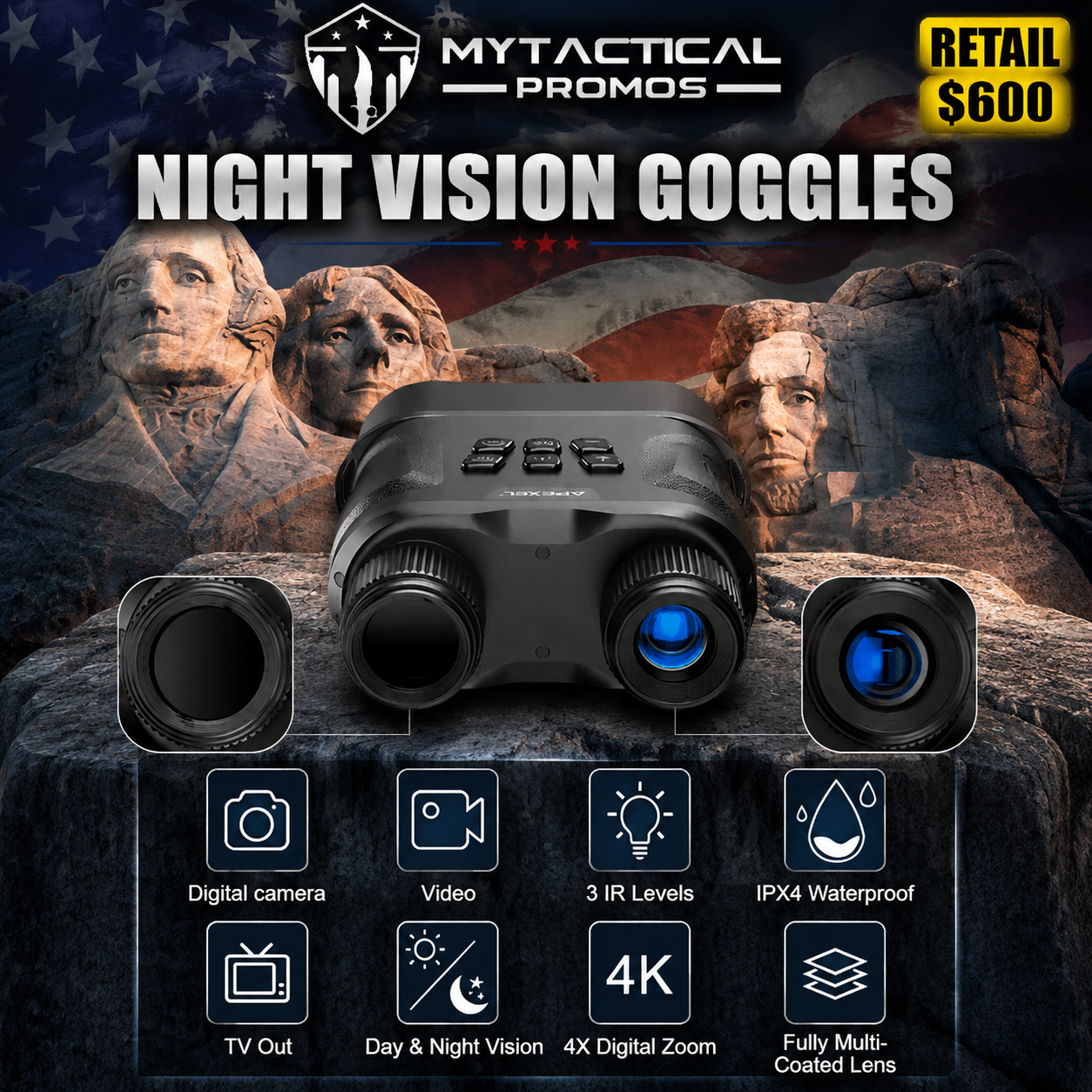 Night Vision Goggles included in the Tactical Box